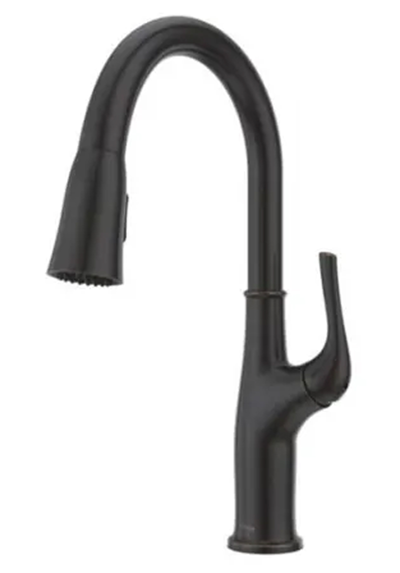 High Neck Faucet with Pulldown Sprayer - Bronze